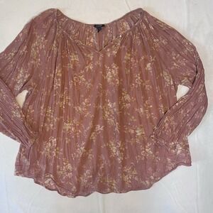 Chaps Floral Women's Crinkle Cotton/Spandex Flowy Top XL 1X